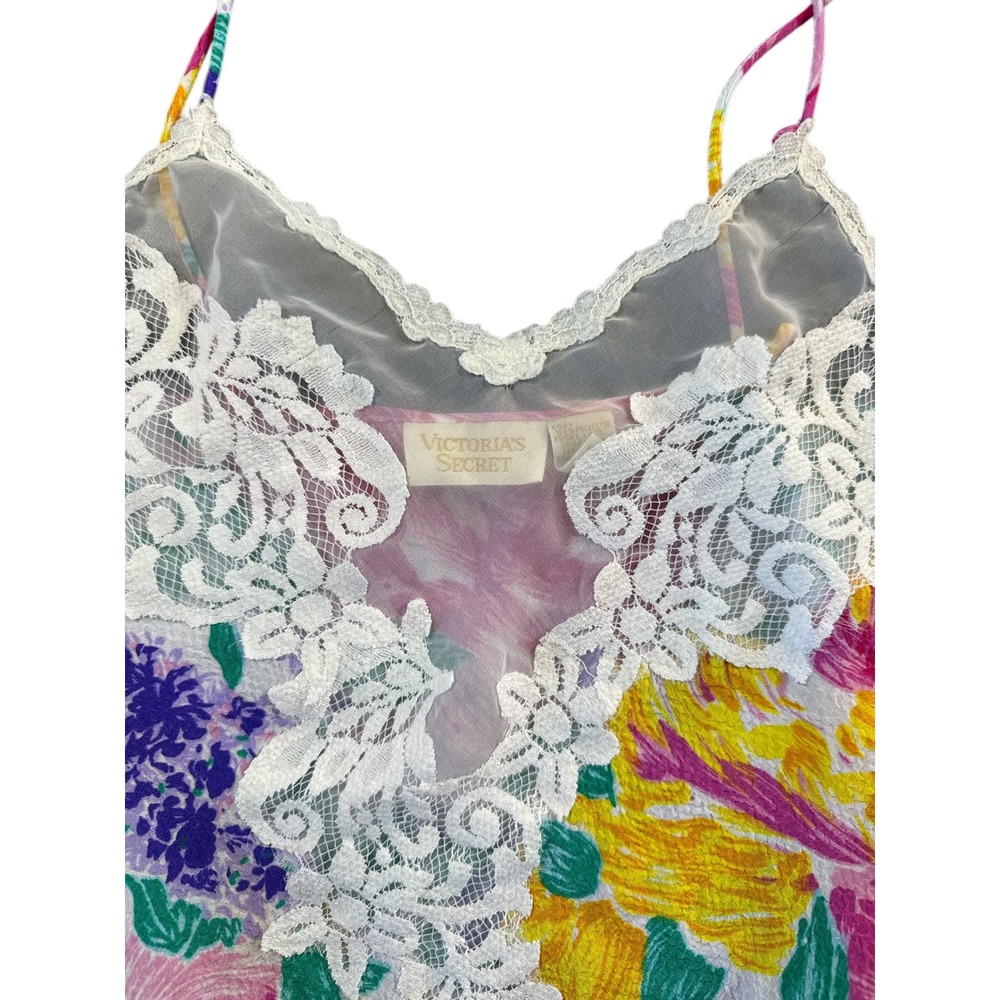Vintage Victoria's Secret Floral Lace Babydoll Y2K Ruffle Hem Coquette Top - Picture 7 of 11